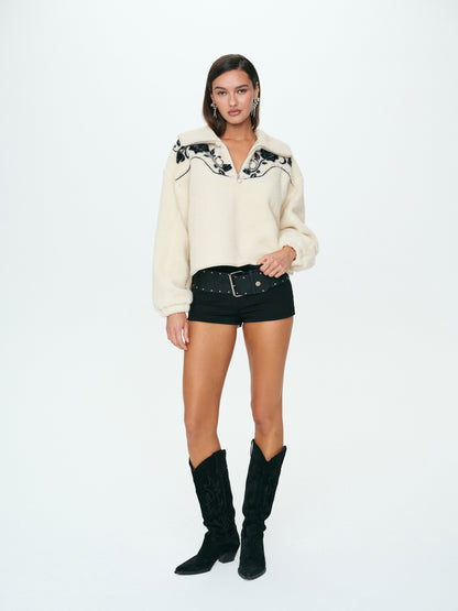For Love & Lemons Western Floral Sherpa