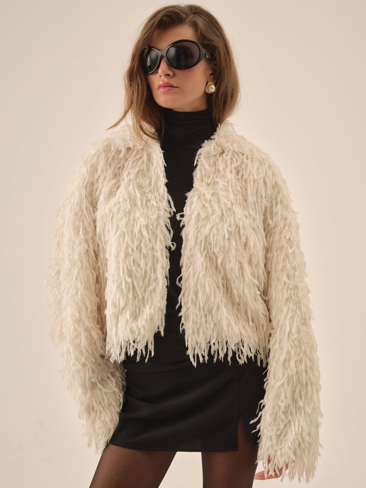 For Love & Lemons Ruffle Faux Feather Jacket
