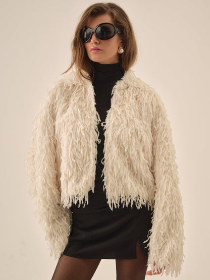 For Love & Lemons Ruffle Faux Feather Jacket