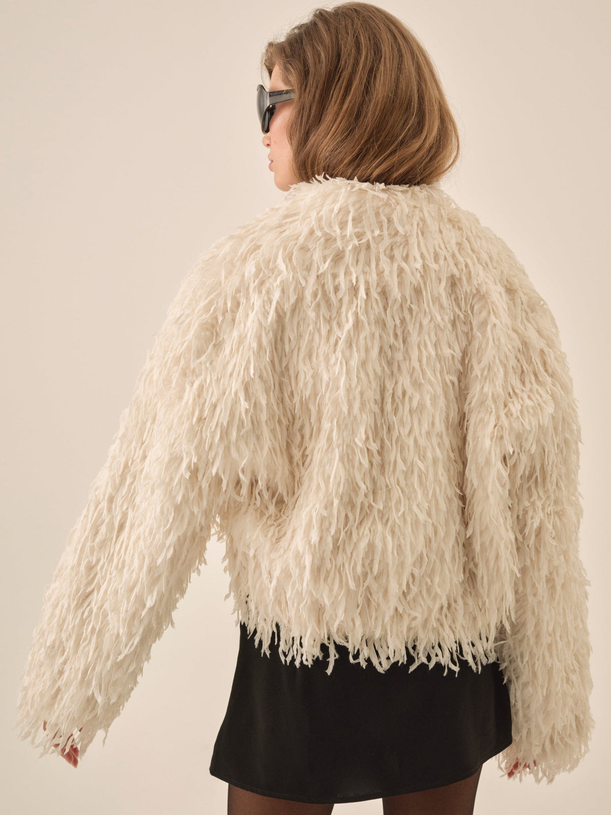 For Love & Lemons Ruffle Faux Feather Jacket
