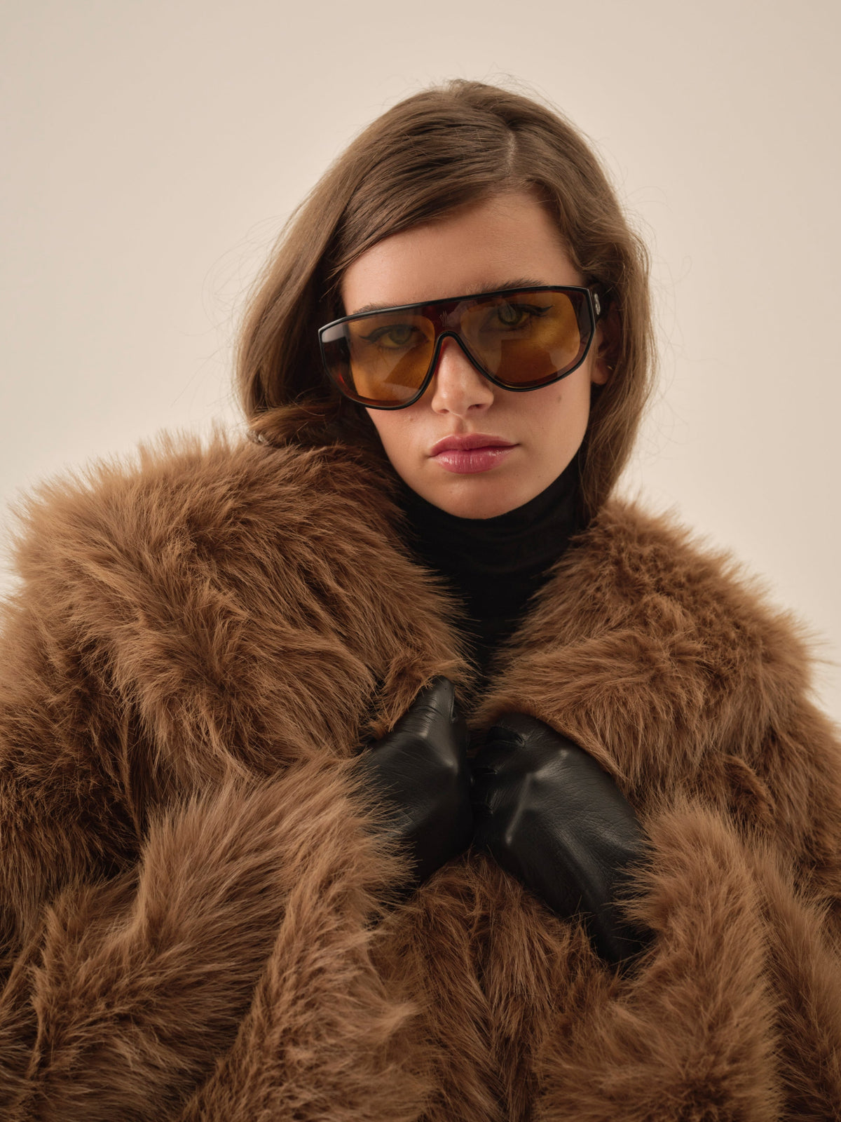 For Love & Lemons Warm Honey Faux Fur Jacket