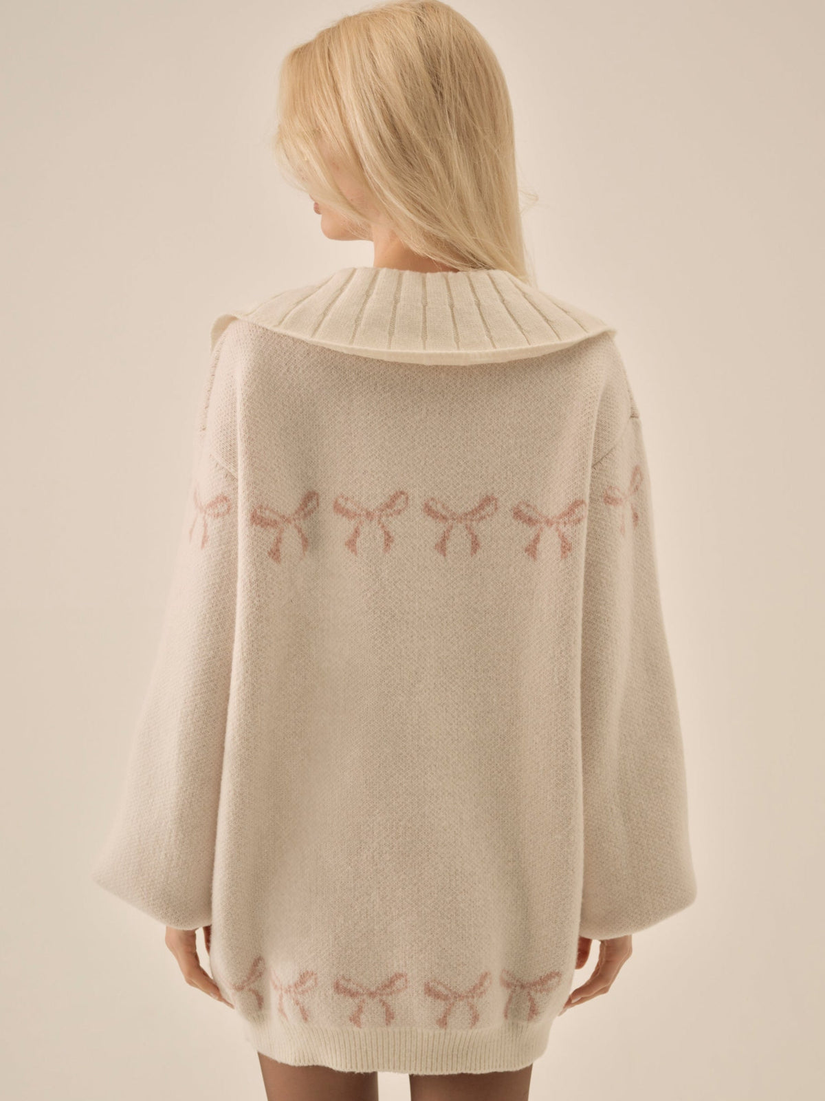 For Love & Lemons Bow Intarsia Knit Sweater