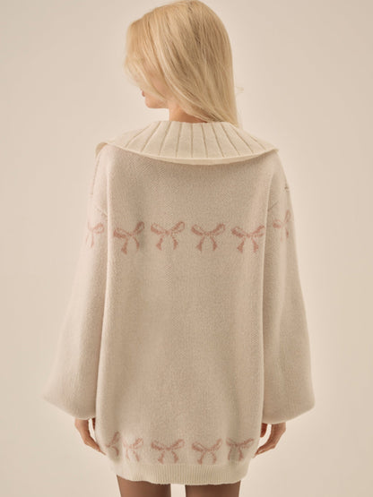 For Love & Lemons Bow Intarsia Knit Sweater