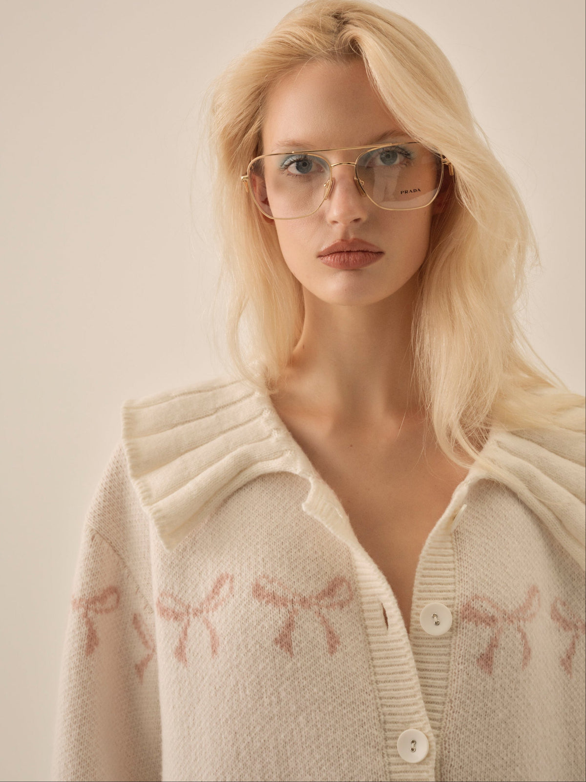 For Love & Lemons Bow Intarsia Knit Sweater