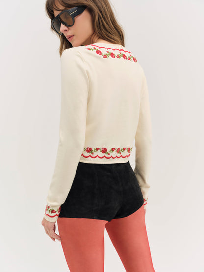 For Love & Lemons Rose Waltz Scalloped Knit Cardigan