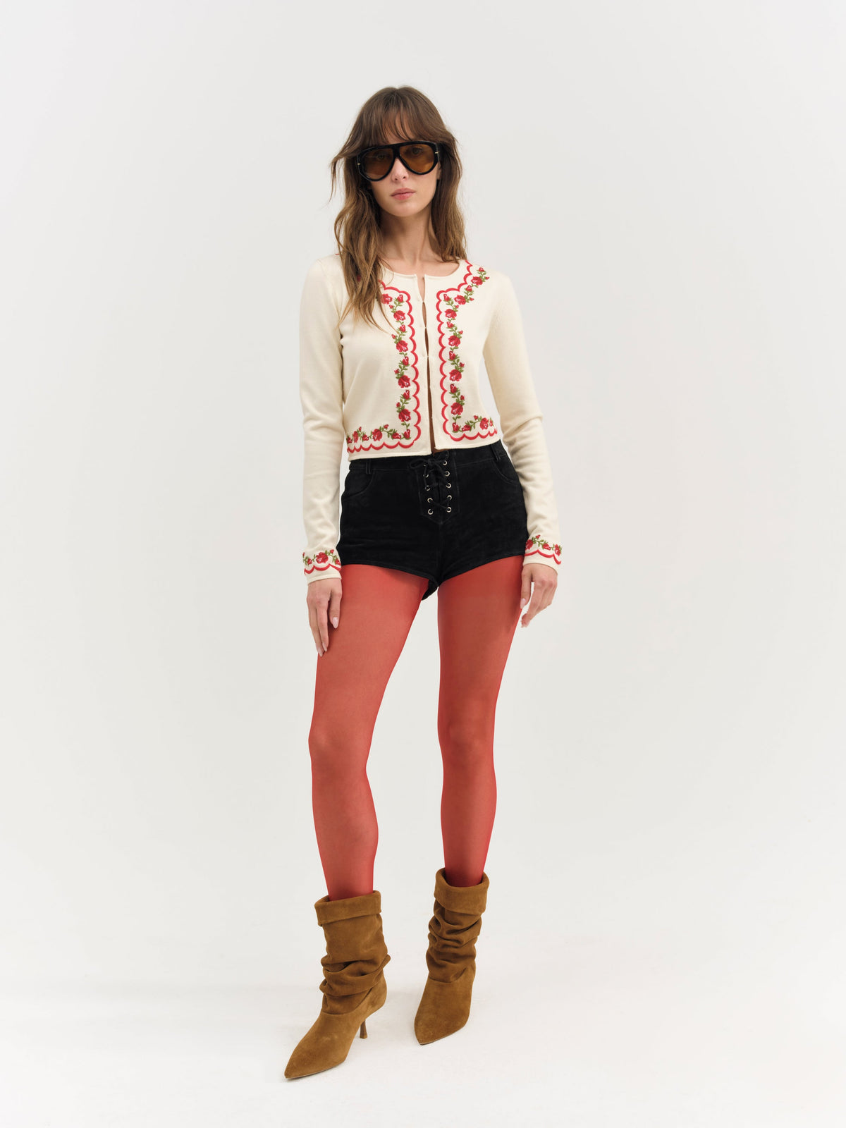 For Love & Lemons Rose Waltz Scalloped Knit Cardigan