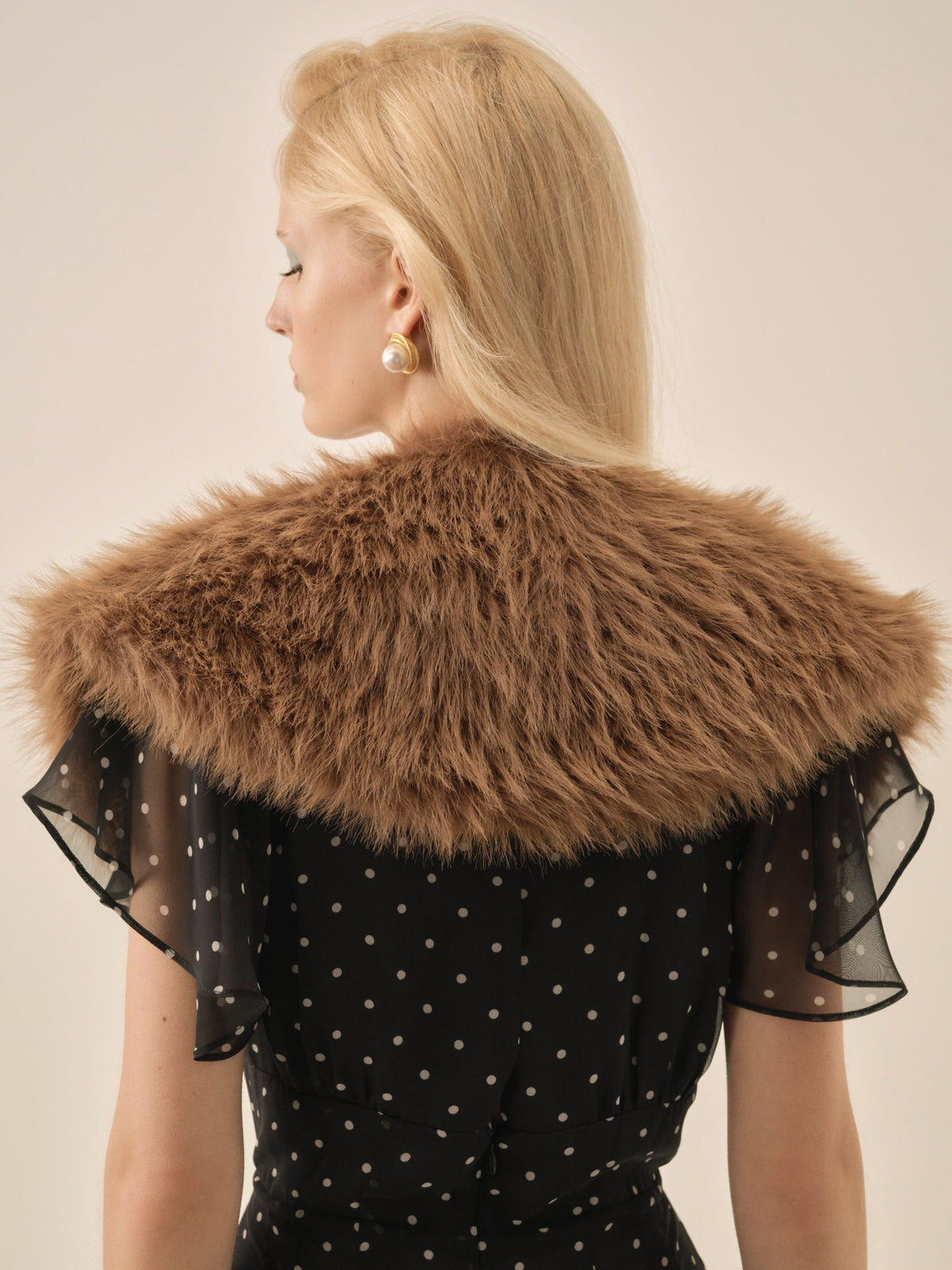 For Love & Lemons Warm Honey Faux Fur Stole