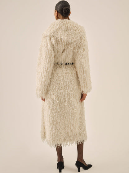 For Love & Lemons Ruffle Faux Feather Coat