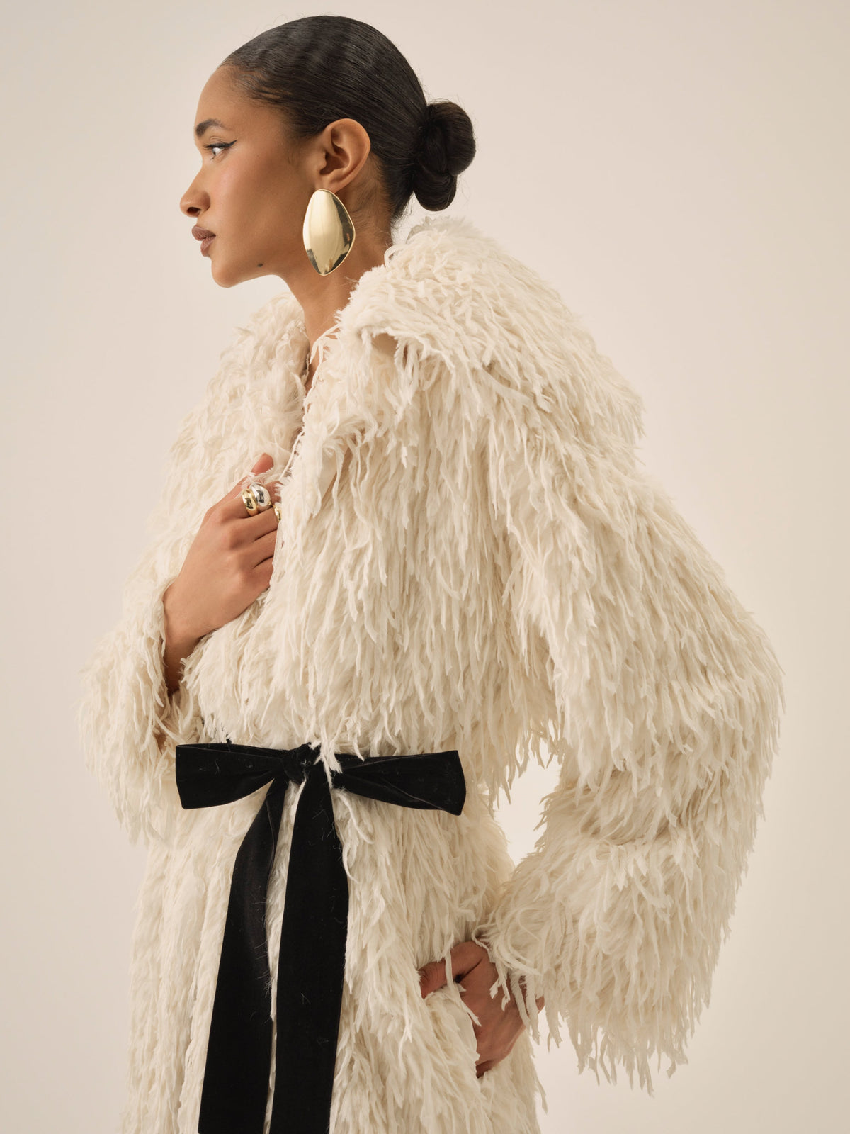 For Love & Lemons Ruffle Faux Feather Coat