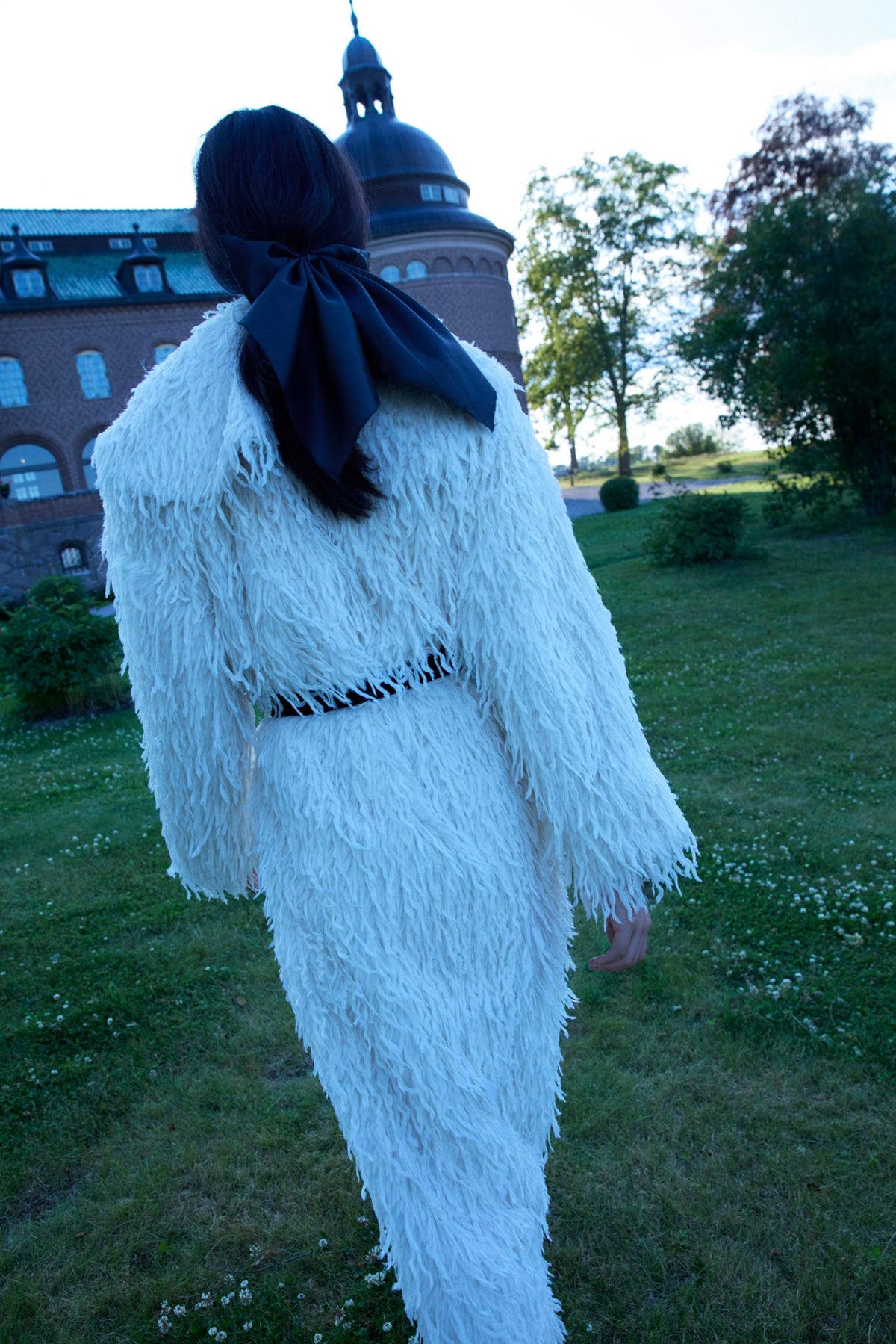 For Love & Lemons Ruffle Faux Feather Coat