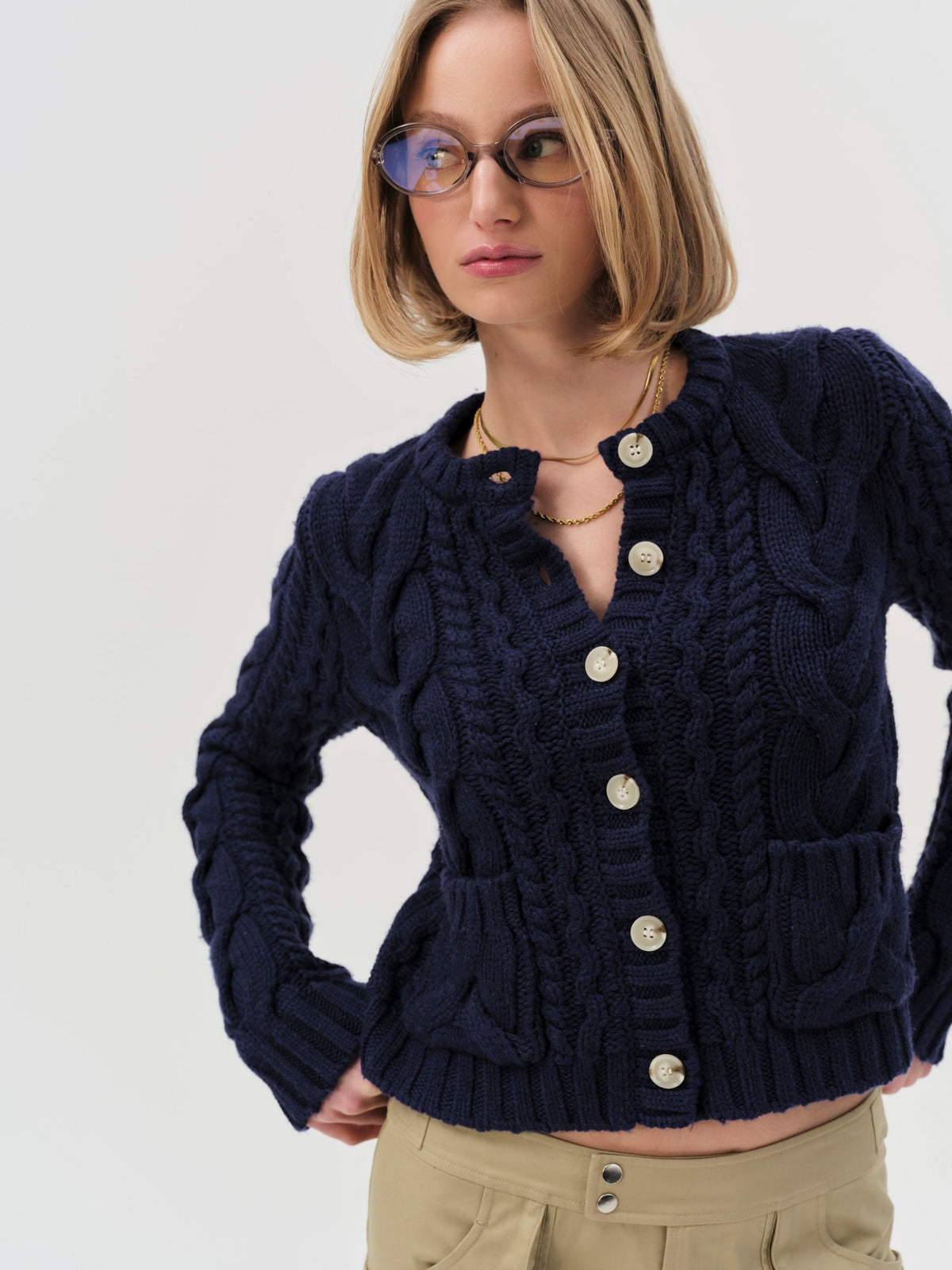 For Love & Lemons Emily Cable Knit Cardigan
