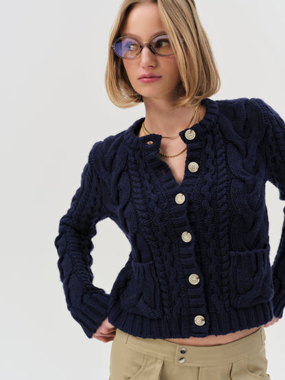 For Love & Lemons Emily Cable Knit Cardigan