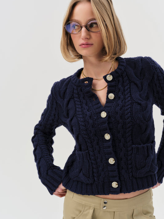 For Love & Lemons Emily Cable Knit Cardigan
