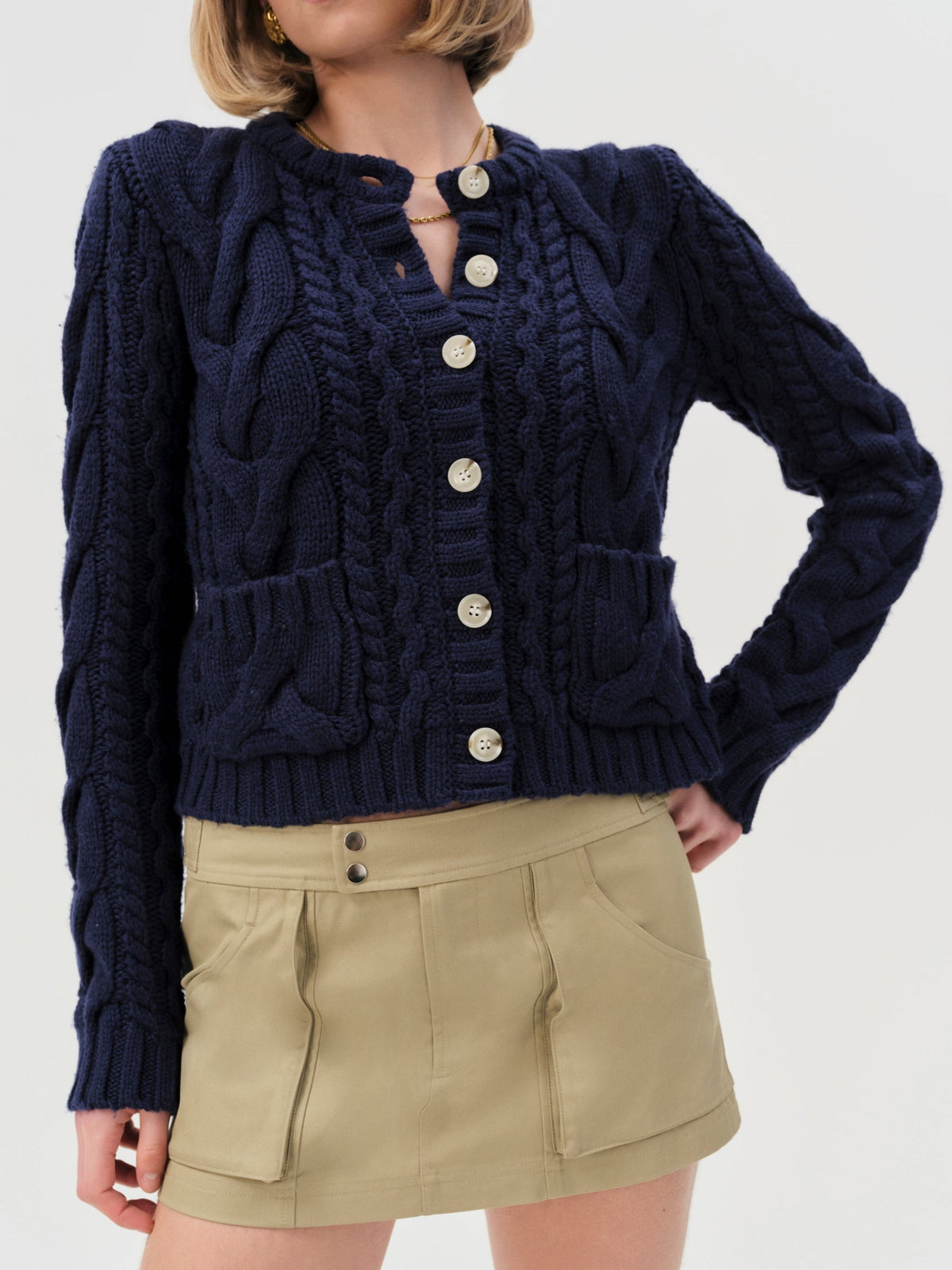 For Love & Lemons Emily Cable Knit Cardigan