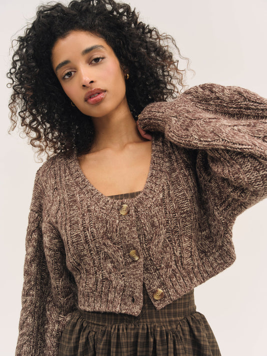 For Love & Lemons Nathalie Knit Cropped Cardigan