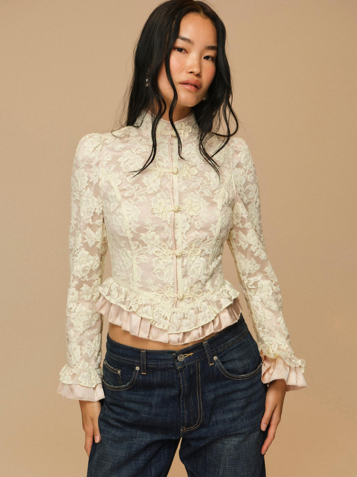 For Love & Lemons Victorian Lace Military Jacket