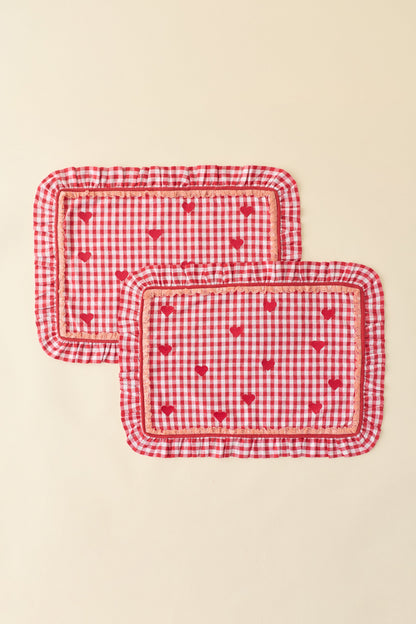 For Love & Lemons Gingham Ruffled Placemat Set