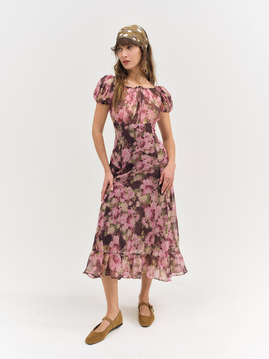 For Love & Lemons Adeline Floral Midi Dress