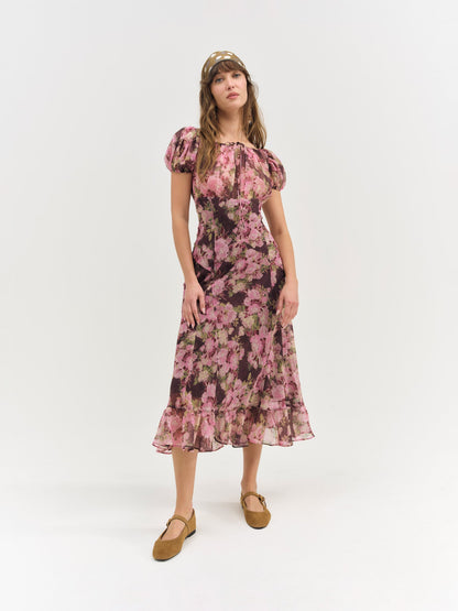 For Love & Lemons Adeline Floral Midi Dress