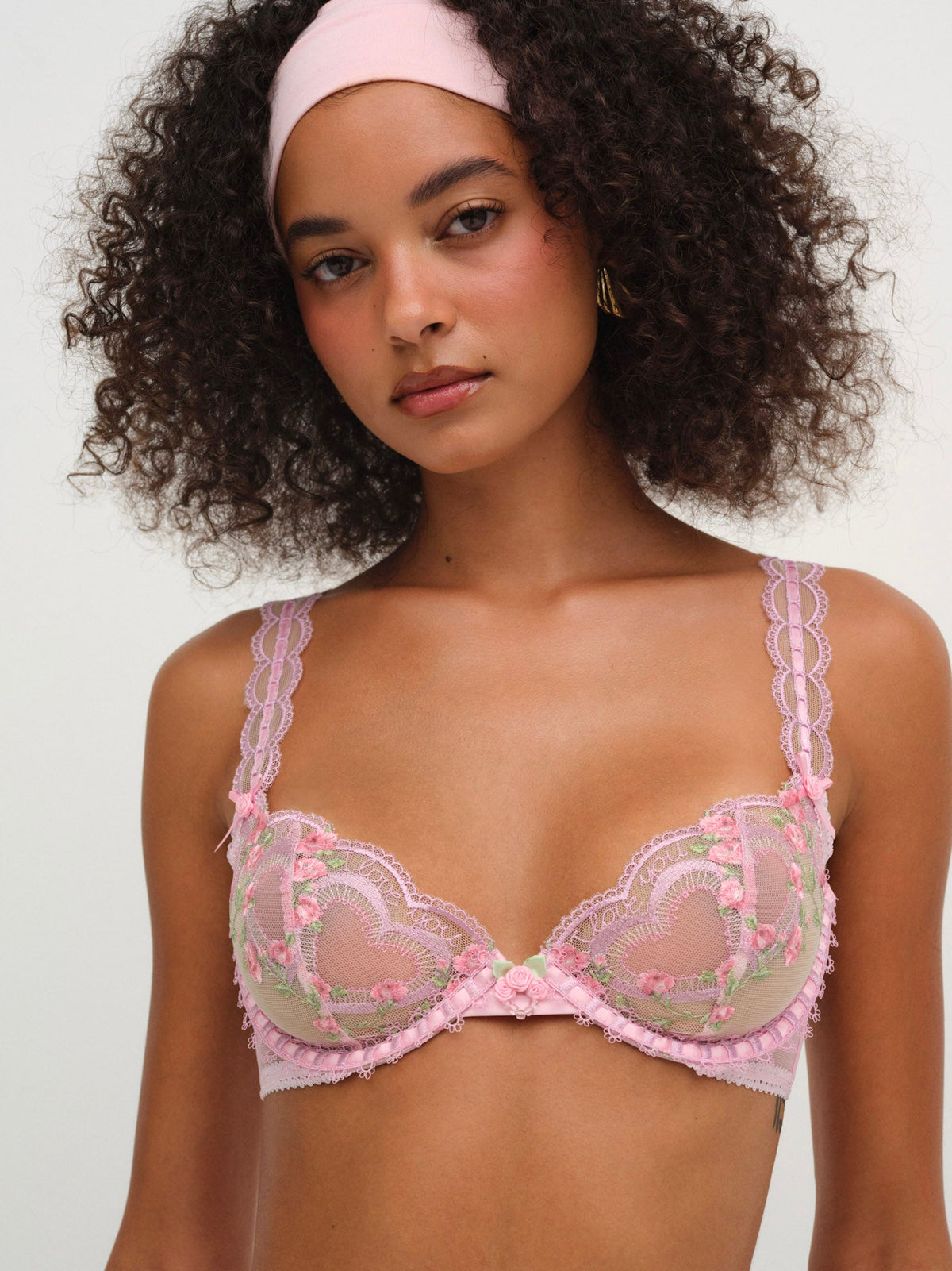 For Love & Lemons Ily Embroidered Underwire Bra