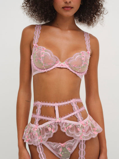 For Love & Lemons Ily Embroidered Underwire Bra