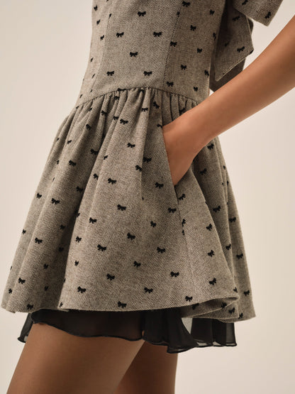 For Love & Lemons Twill Bow Mini Dress