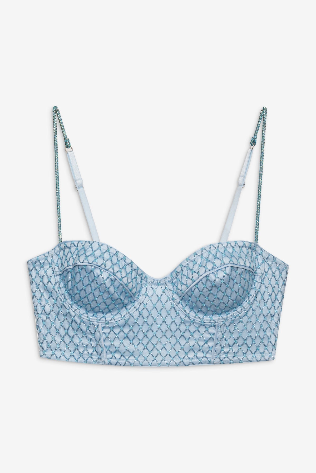 For Love & Lemons Glitter Grid Bustier Top