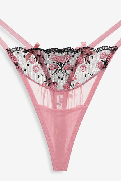 For Love & Lemons Rose Cluster Thong Panty
