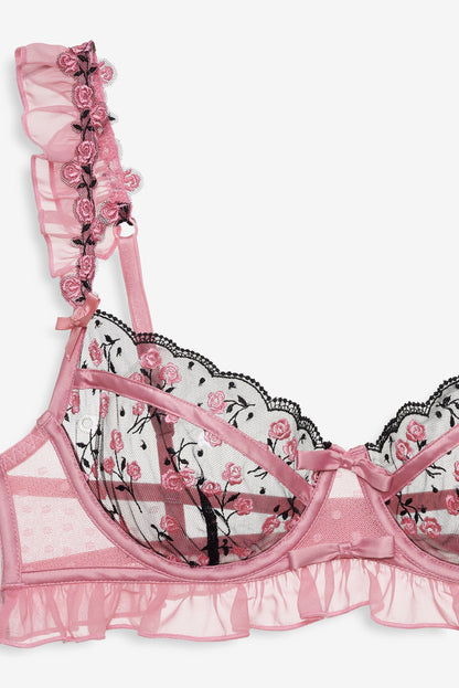 For Love & Lemons Rose Cluster Underwire Bra