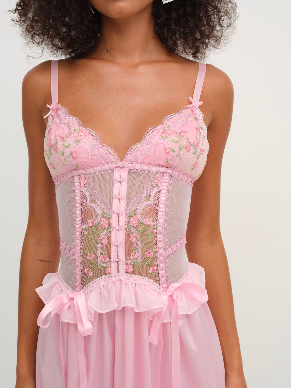 For Love & Lemons Ily Embroidered Slip Dress