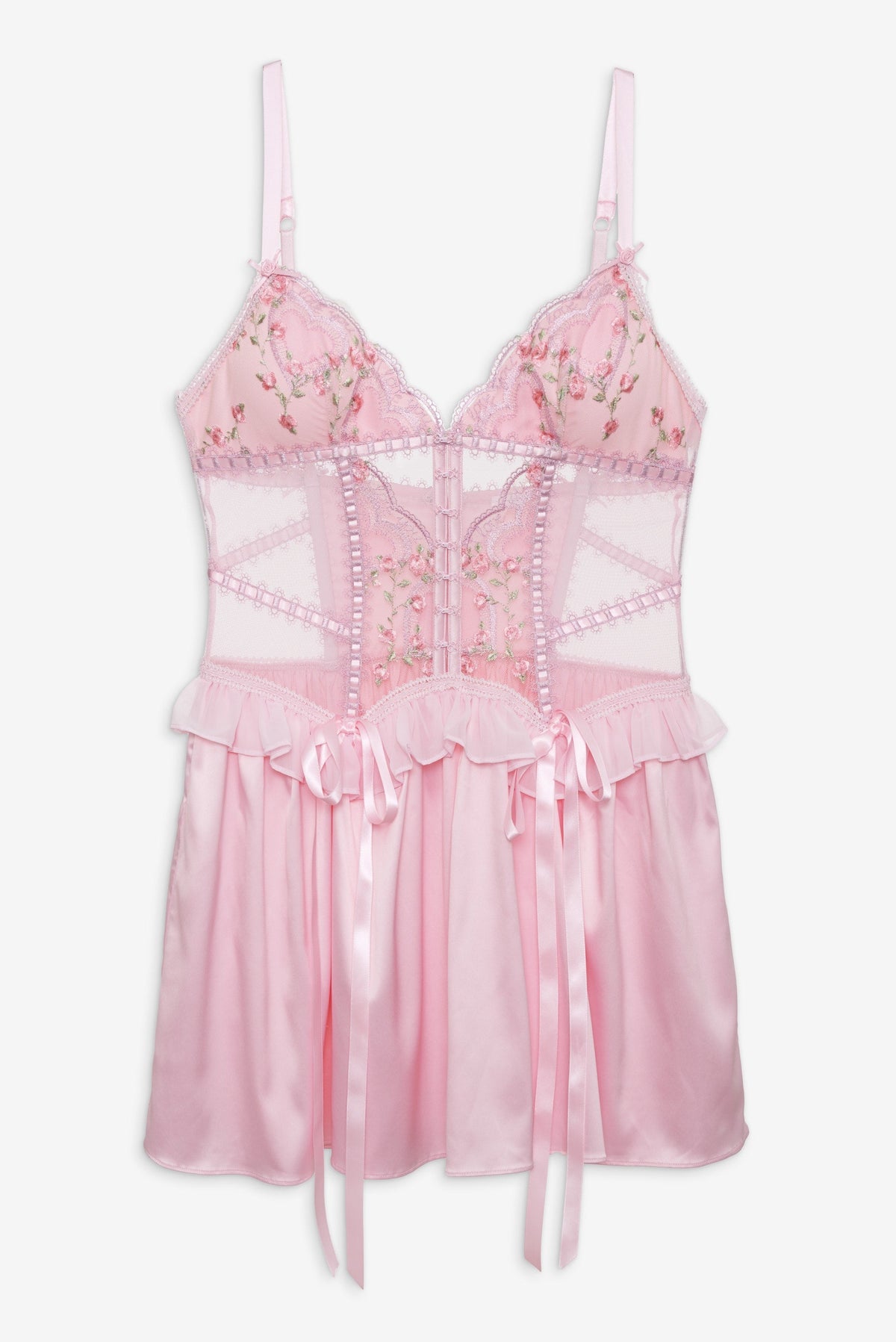 For Love & Lemons Ily Embroidered Slip Dress
