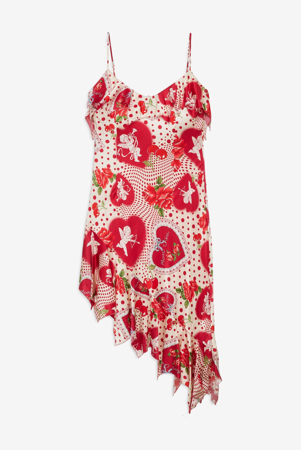 For Love & Lemons Cupid Dot Asymmetrical Midi Dress