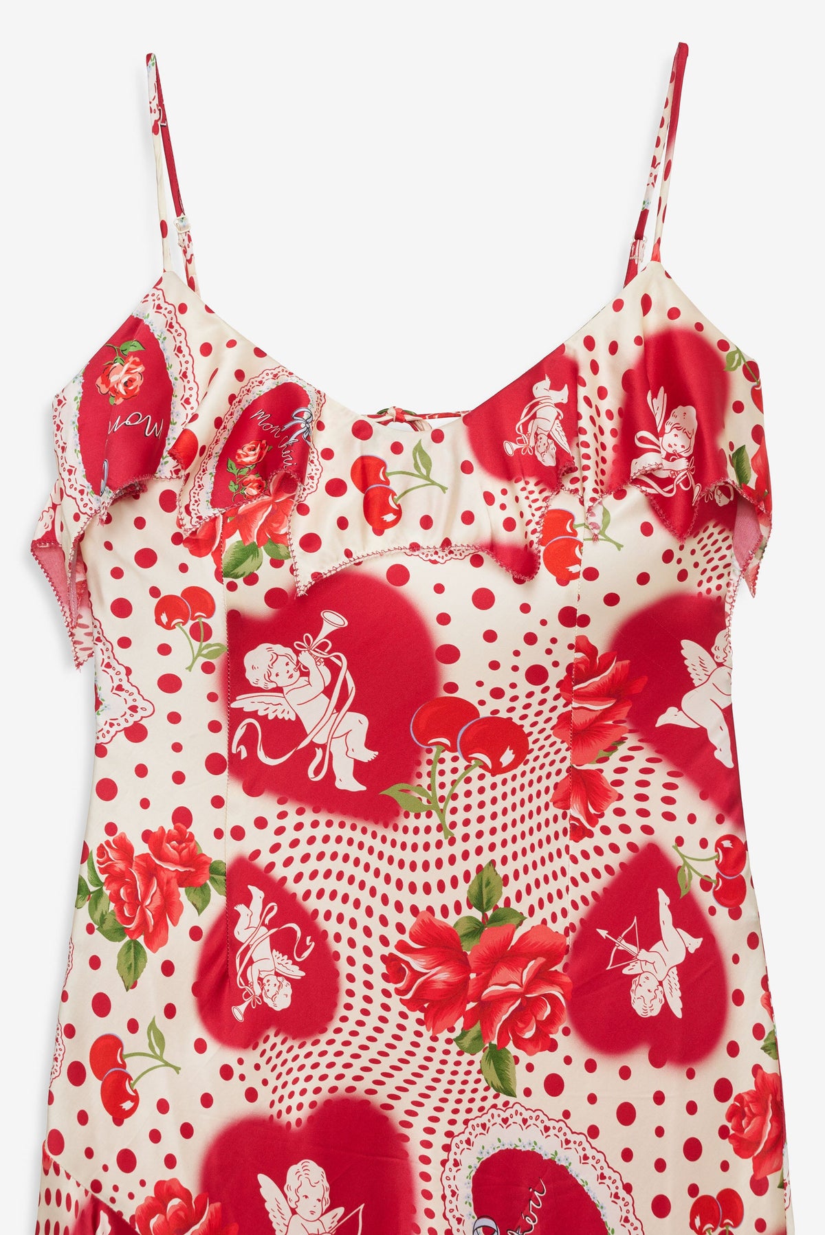 For Love & Lemons Cupid Dot Asymmetrical Midi Dress
