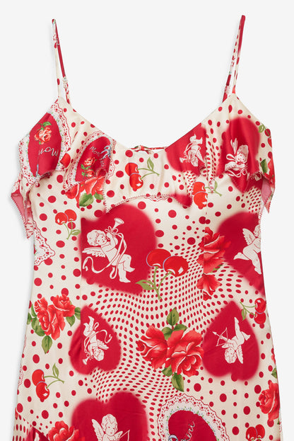 For Love & Lemons Cupid Dot Asymmetrical Midi Dress