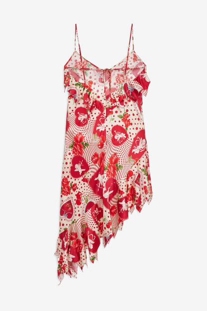 For Love & Lemons Cupid Dot Asymmetrical Midi Dress