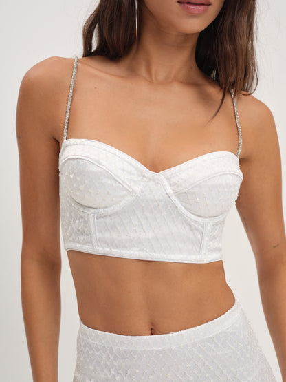 For Love & Lemons Glitter Grid Bustier Top