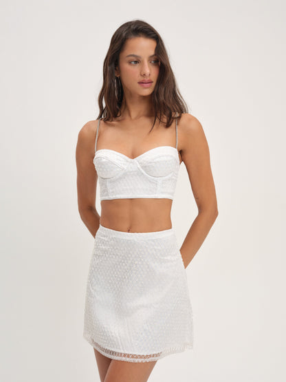 For Love & Lemons Glitter Grid Bustier Top