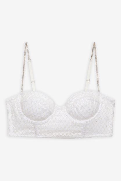 For Love & Lemons Glitter Grid Bustier Top