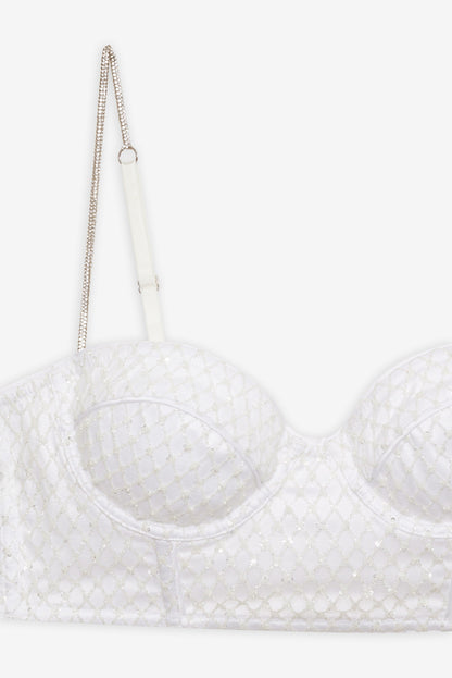 For Love & Lemons Glitter Grid Bustier Top