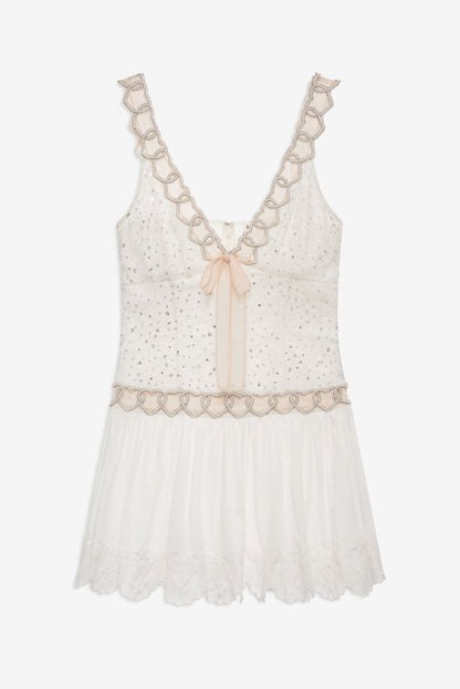 For Love & Lemons Locked Hearts Ribbon Mini Dress