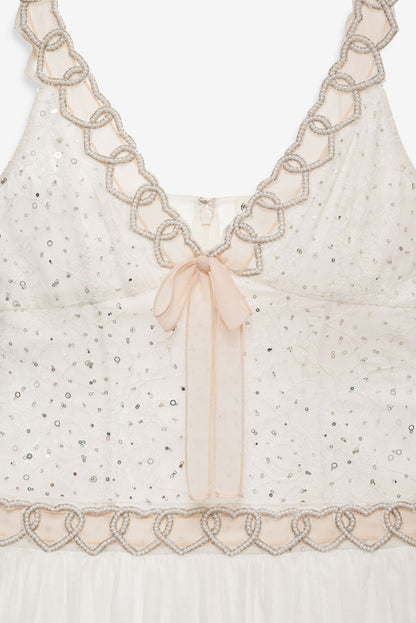 For Love & Lemons Locked Hearts Ribbon Mini Dress