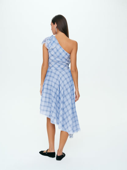 For Love & Lemons Bluebird Plaid Midi Dress