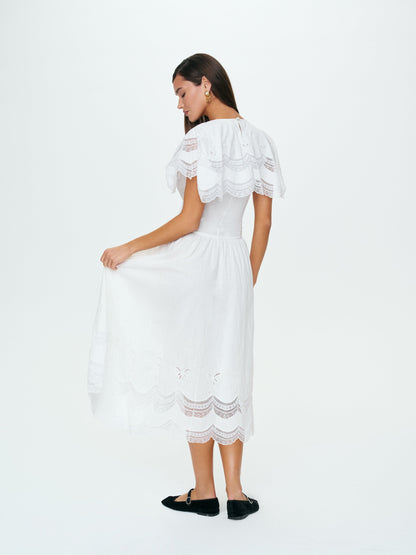 For Love & Lemons Willow Linen Midi Dress
