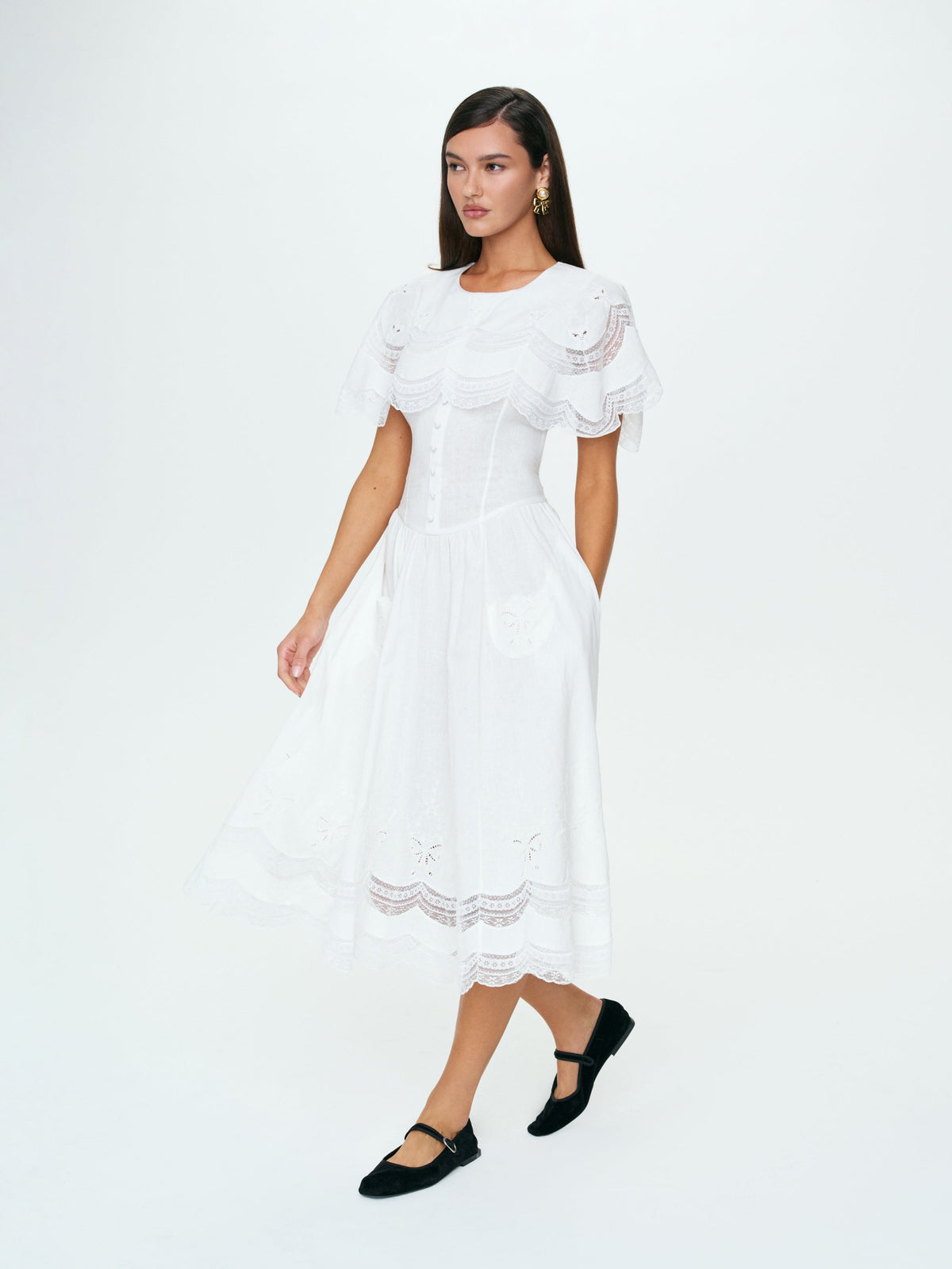 For Love & Lemons Willow Linen Midi Dress