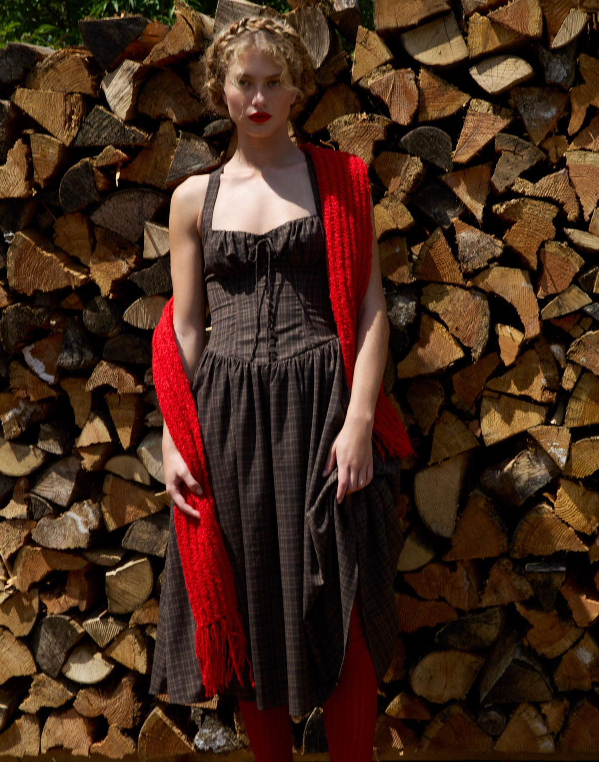 For Love & Lemons University Plaid Midi Dress