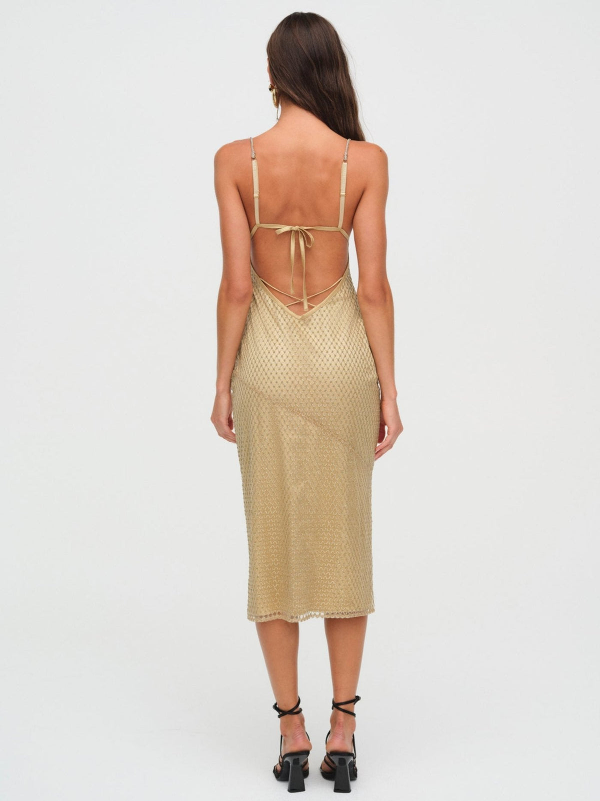 For Love & Lemons Glitter Grid Midi Dress