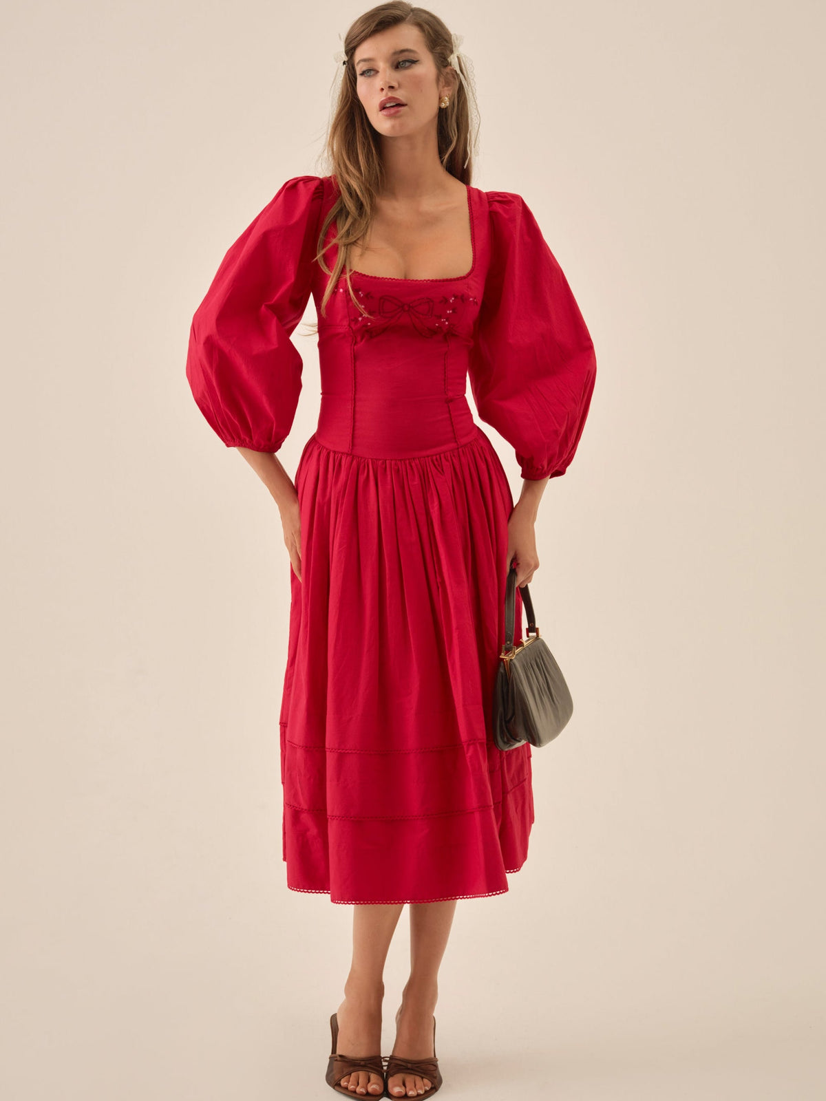 For Love & Lemons Betsy Bow Midi Dress