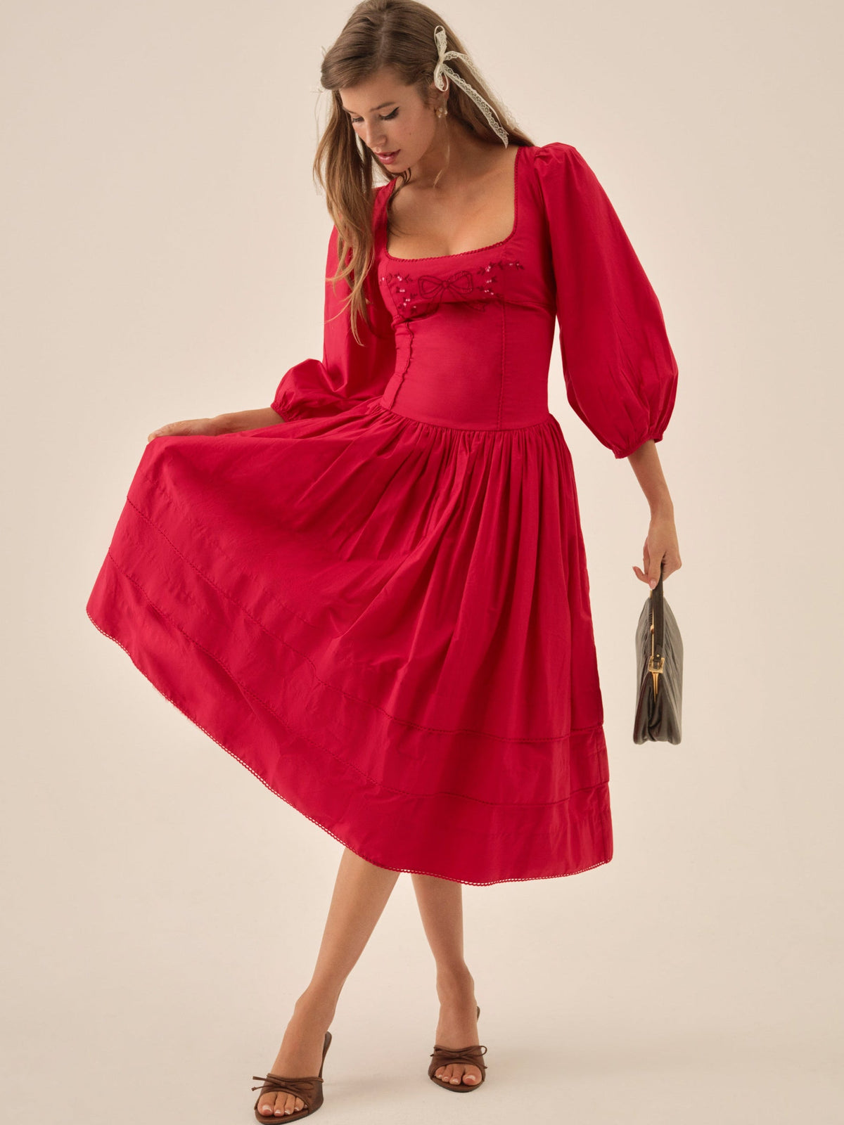 For Love & Lemons Betsy Bow Midi Dress