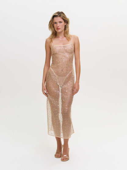 For Love & Lemons Washed Ashore Midi Slip Dress