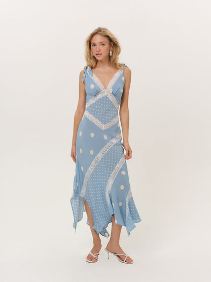 For Love & Lemons Stormie Dot Midi Dress